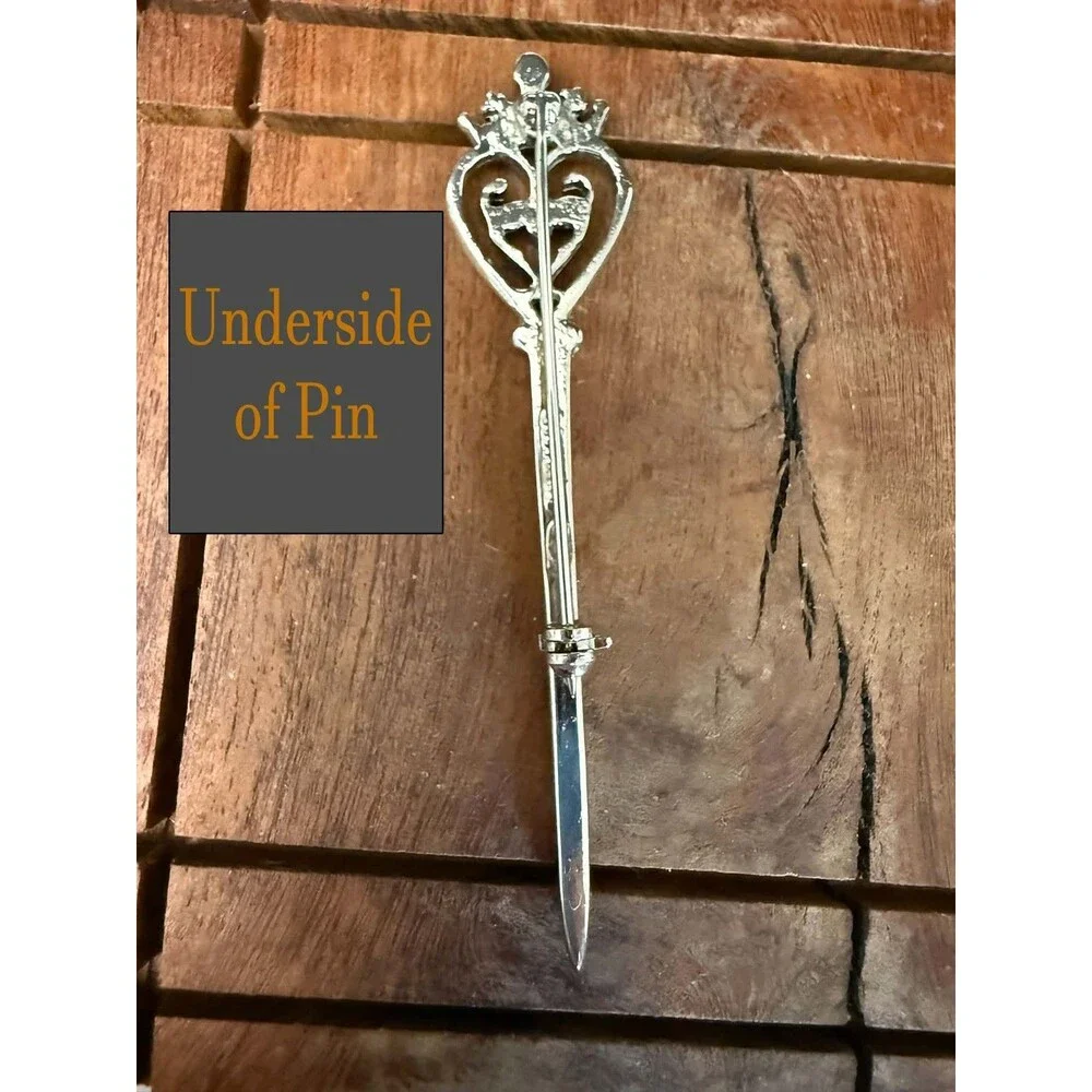 Vintage Unisex Pin Scottish Sword Kilt Brooch 3